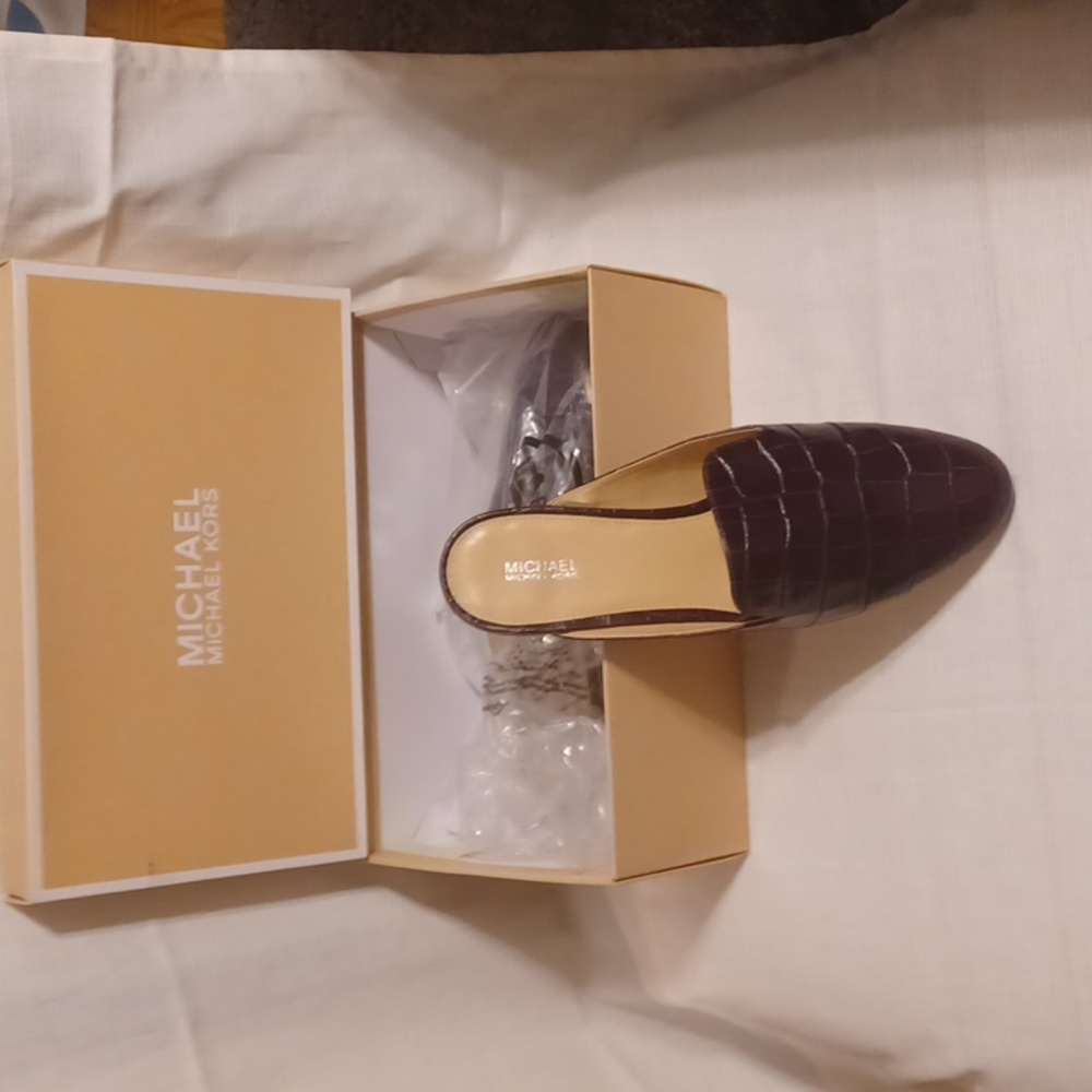 Michael Kors dark brown Natasha slides 9m
